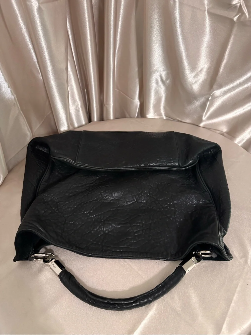 Yves Saint Laurent Black Leather Hobo Bag